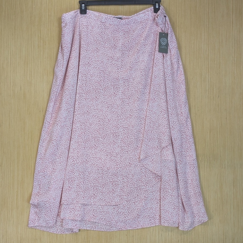 Vince Camuto Pink Abstract Ruffled Midi Skirt Romantic Feminine Whimsy Women 24W
